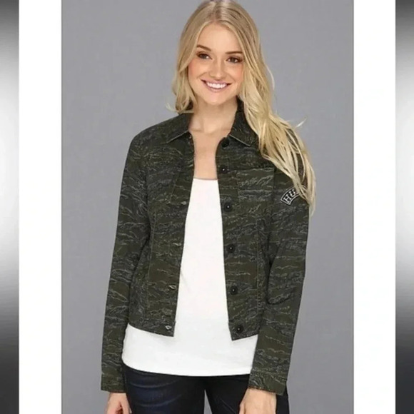 Hurley | Camouflage Camo Denim Printed Button Down Jacket Size S Small - Picture 1 of 10